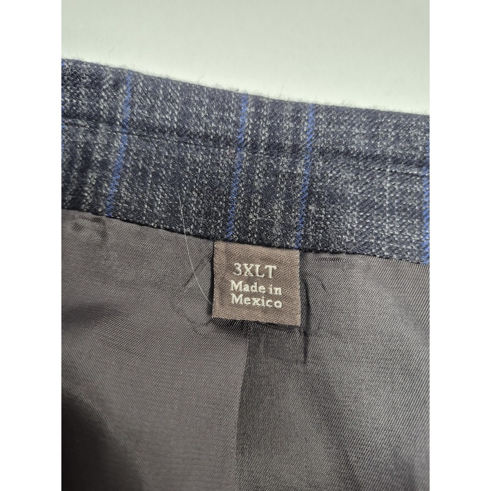 Oak Hill Premium Blazer Mens 3XLT Big Tall Gray Wool Plaid Sport Coat FLAW - Picture 3 of 13